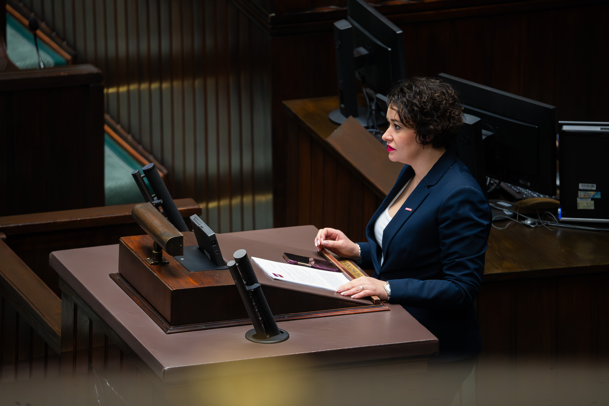 Posłanka Lewicy Anna-Maria Żukowska w trakcie obrad Sejmu